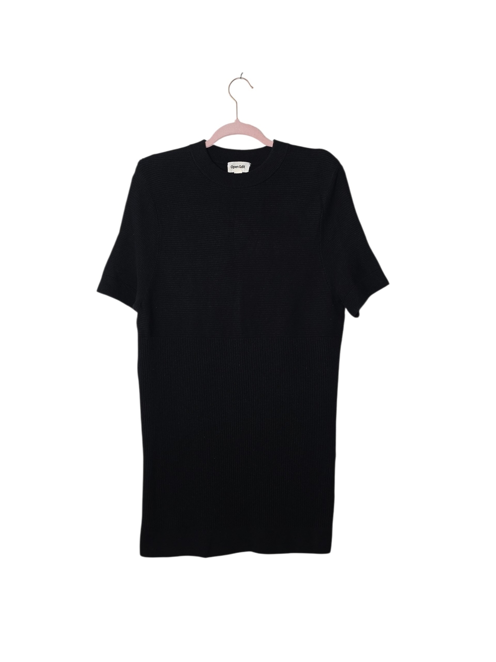 Open Edit Nordstrom Black Short Sleeve Knit Top Crew Neck T-Shirt Size M